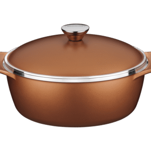 Cacerola Lyon de Aluminio Forjado con Revestimiento Interno Antiadherente Starflon High Performance con Tapa Dorado 24 cm, 3,7 L