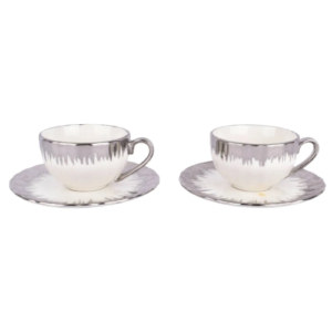 Tazas Set + Platos Cerámica 8Pz