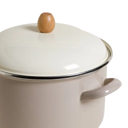 Cacerola Enlozada 24 cm 6 L Acero Inoxidable Vison Crema Asas Inducción - Image 3